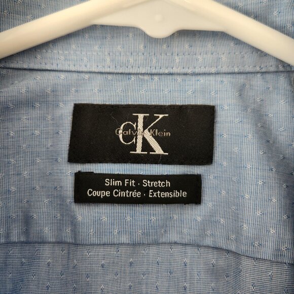 Calvin Klein Slim Fit Dress Shirt Men’s Medium Light Blue Button Up - Picture 6 of 9